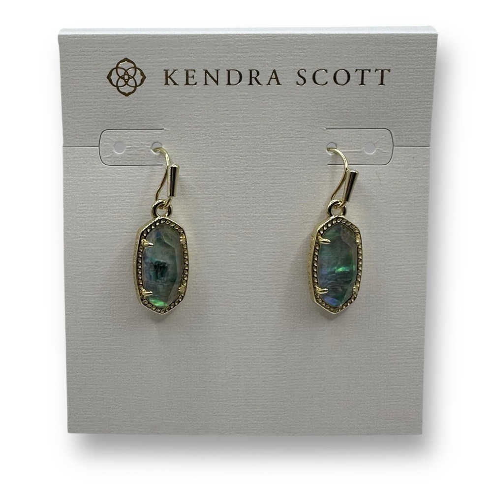 Kendra Scott Lee Gold Drop Earrings in Lilac Abalone NWT